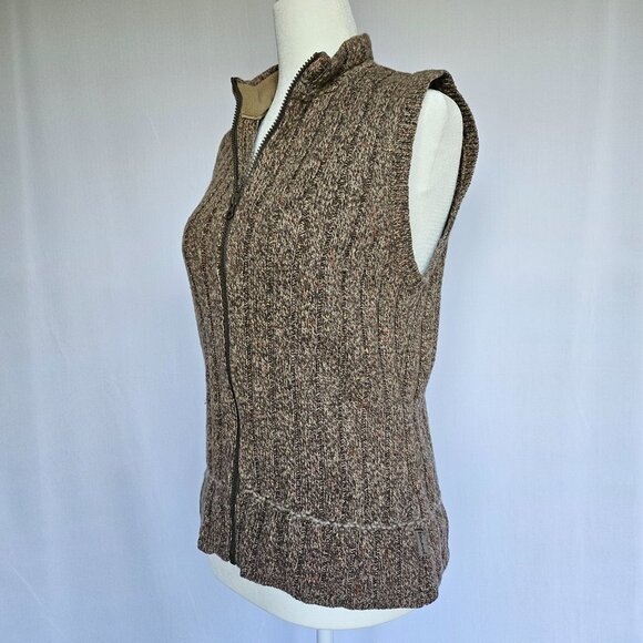 WOOLRICH Brown Knit Women's Wool Blend Zippered Vest, Size S - Picture 1 of 16
